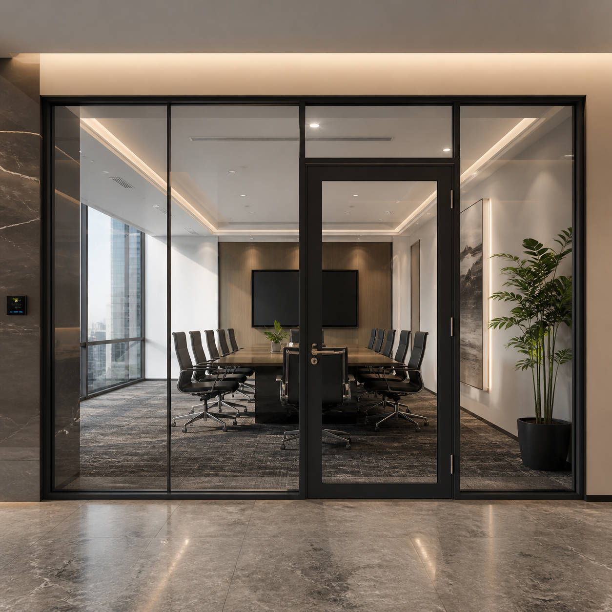 swing door with frame office partition