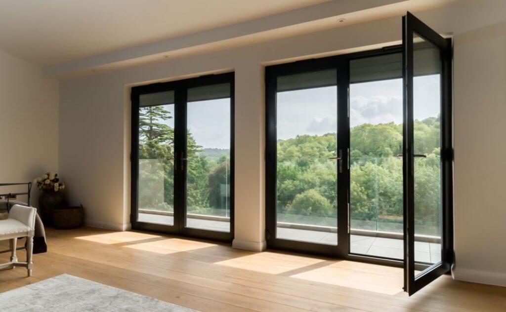 system aluminium sliding door in balcony area

