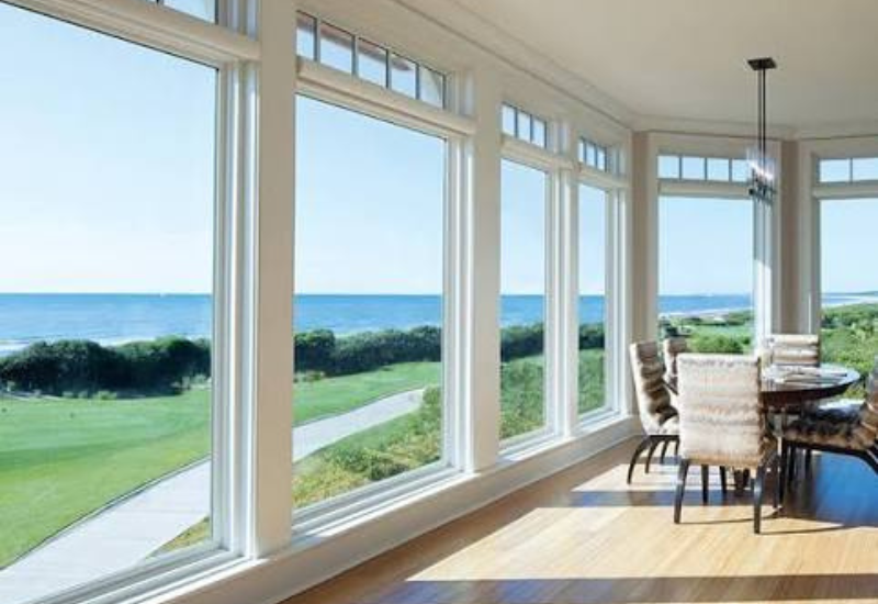 fixed glass upvc windows designs in living area